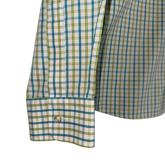 Lands End Sz 12P No Iron Pinpoint Oxford Shirt Plaid Office Preppy Casual - Picture 7 of 9